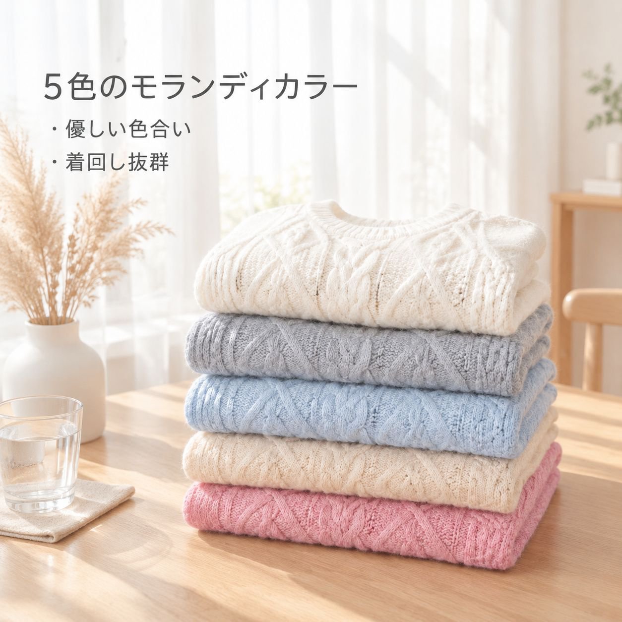 女性用・活用度が高いルーズフィットクルーネックプルオーバーセーター