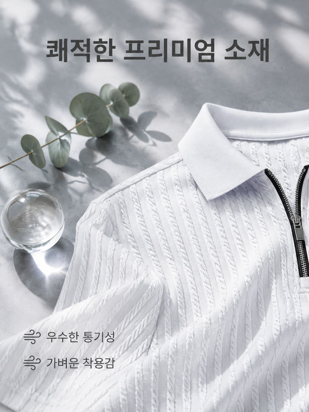 출근용 지퍼 카라 반팔 셔츠
