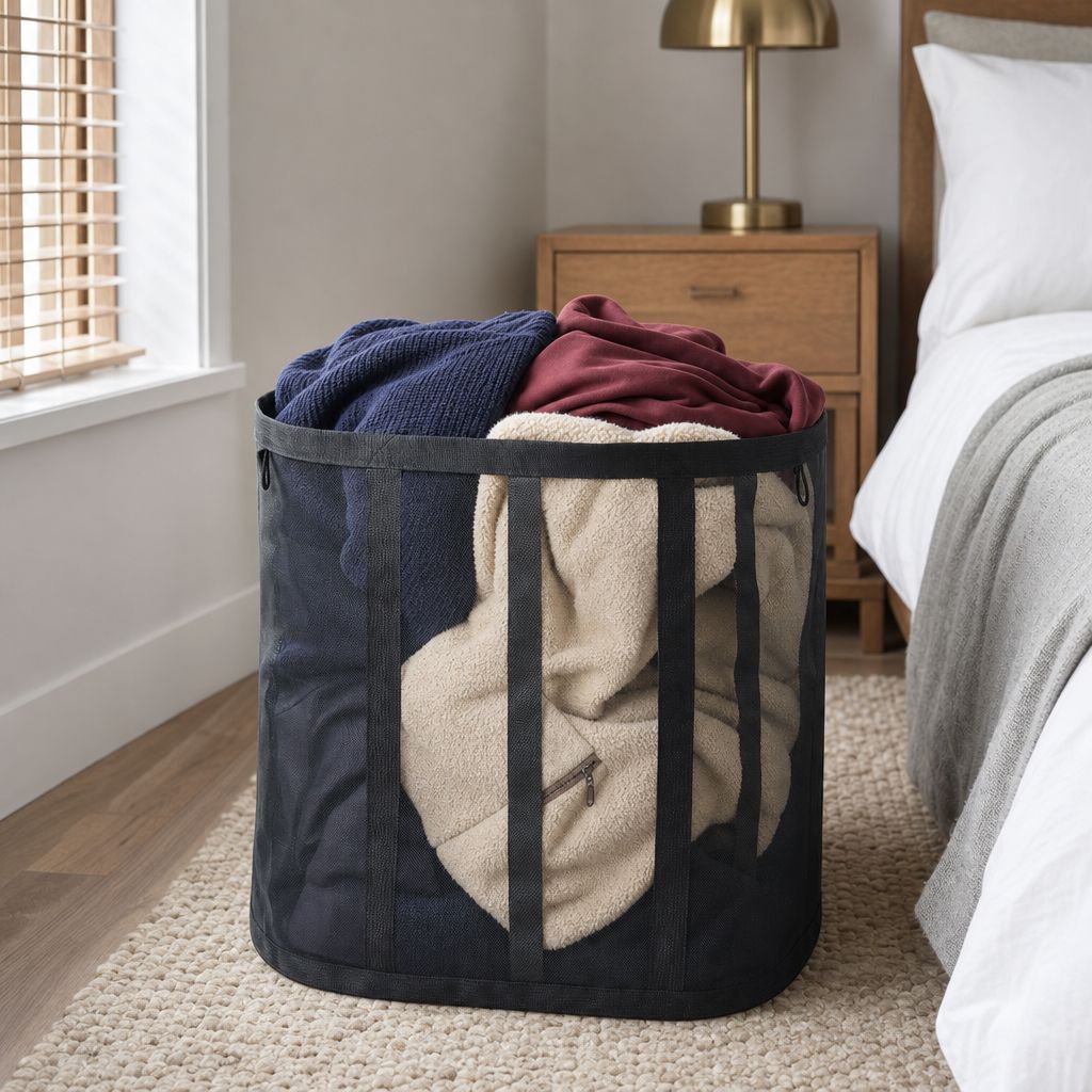 Portable laundry hamper with handles for easy carrying