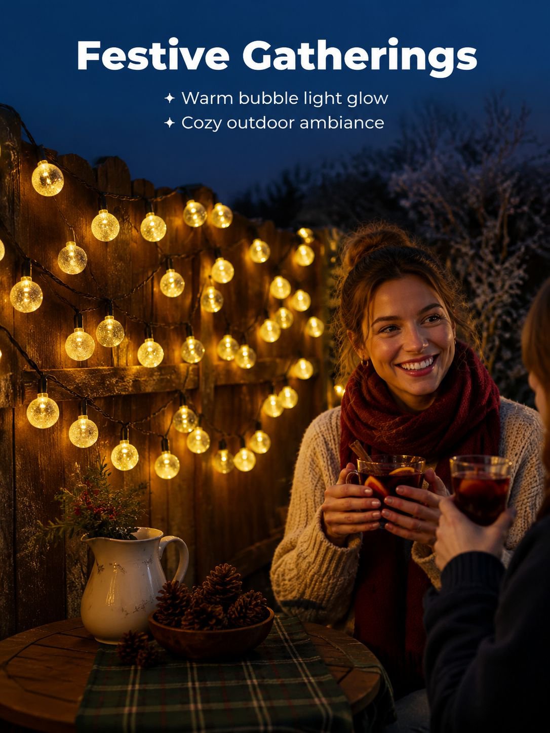 3M Waterproof Bubble Ball String Lights, 20 LEDs, Christmas Patio Decoration