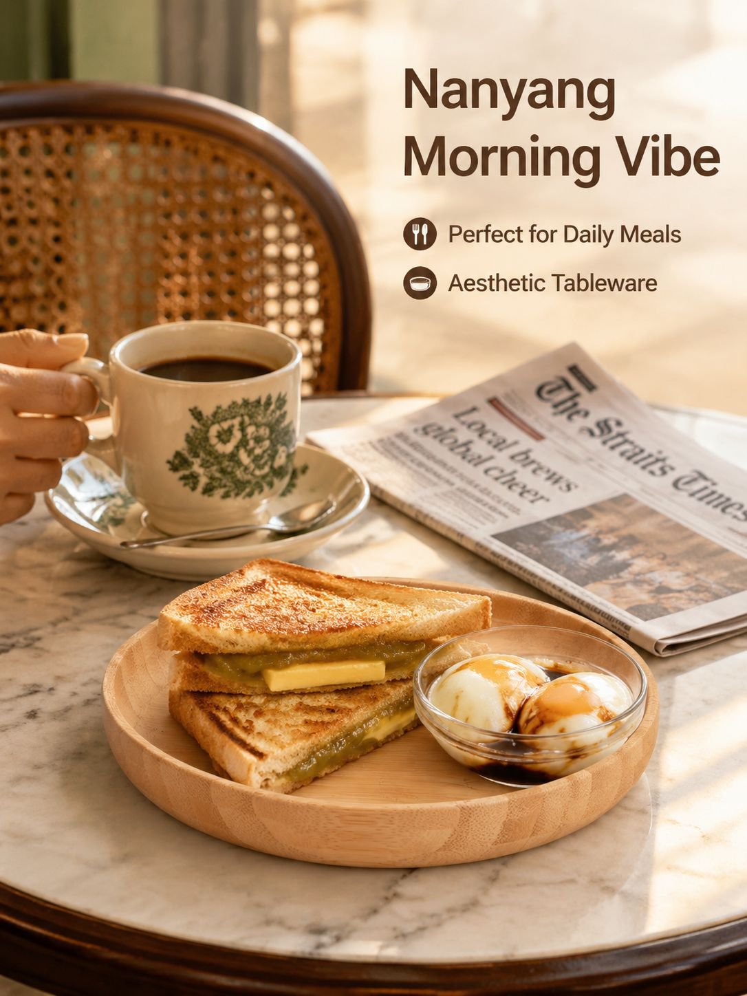 Round wooden dining plate
