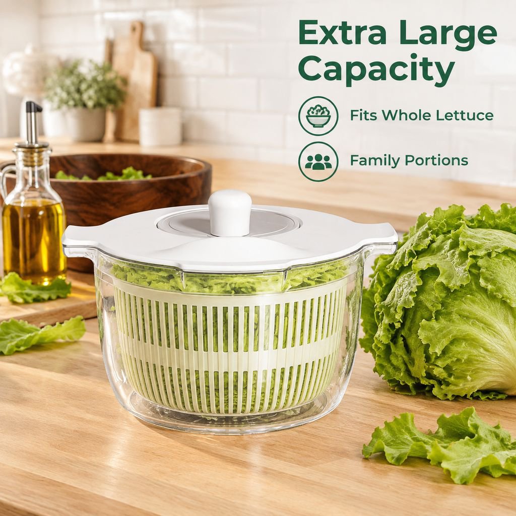 Hand Crank Salad Spinner Household Fruit Vegetable Washer Dryer Kitchen Drainer Basket