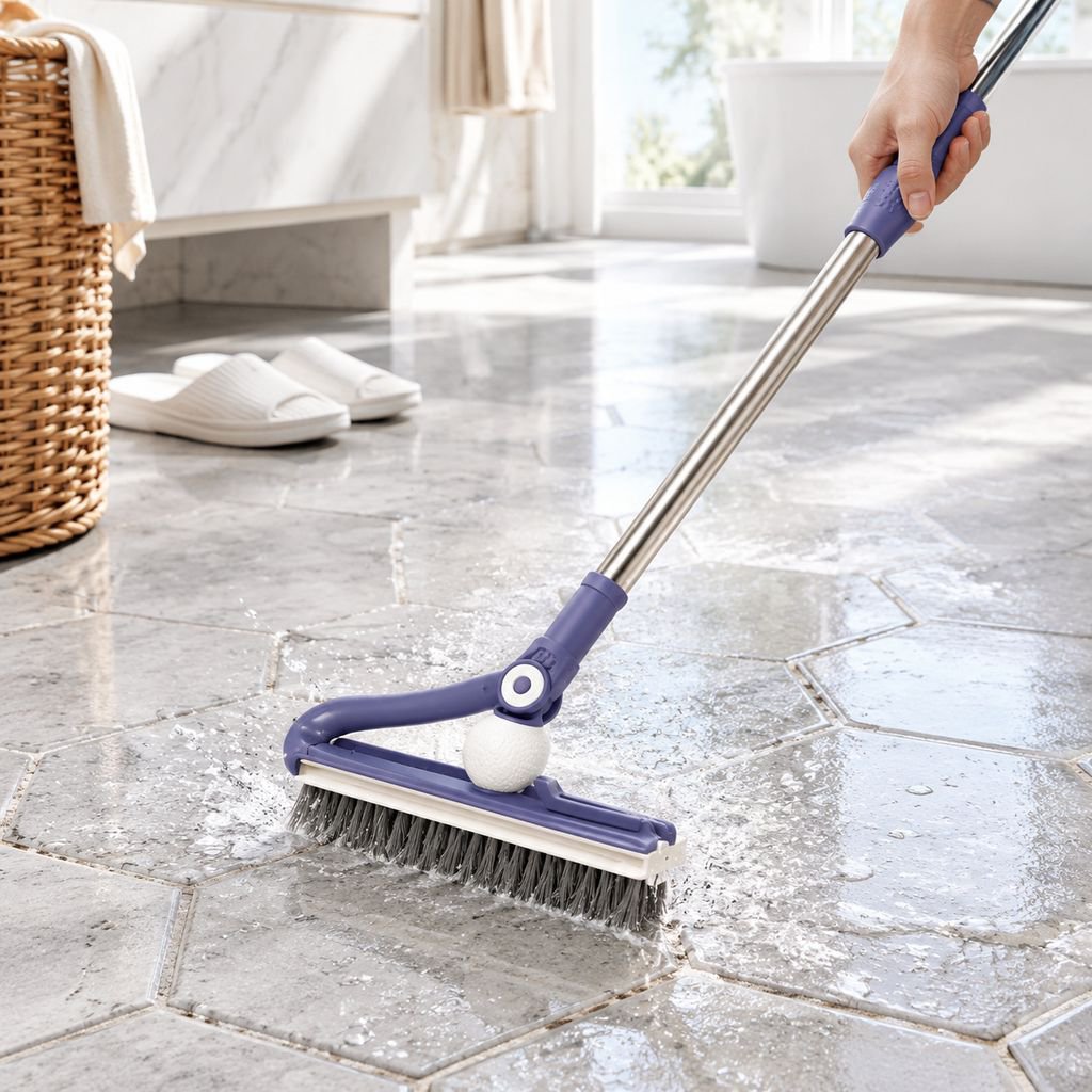 Brosse en silicone 2-en-1 pour nettoyage de sol et WC