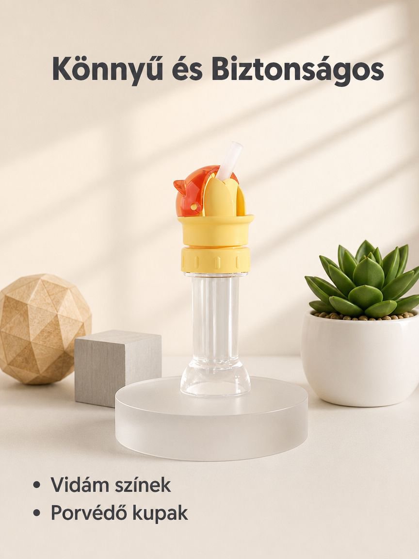 Univerzális ivópalack kupak, fulladásgátló kialakítással