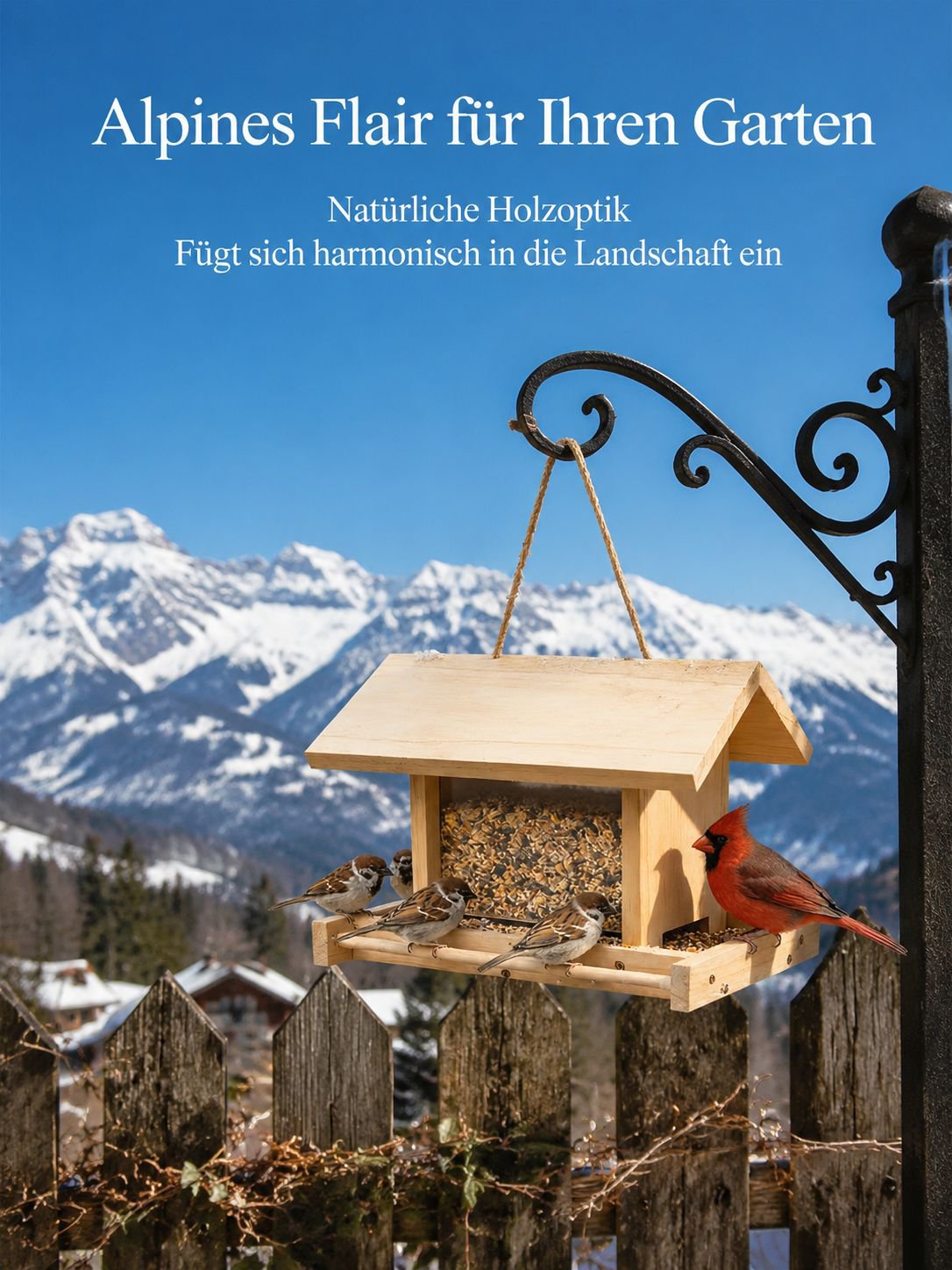 Hölzernes Kunsthandwerk Vogelhäuschen für Außen und Innen
