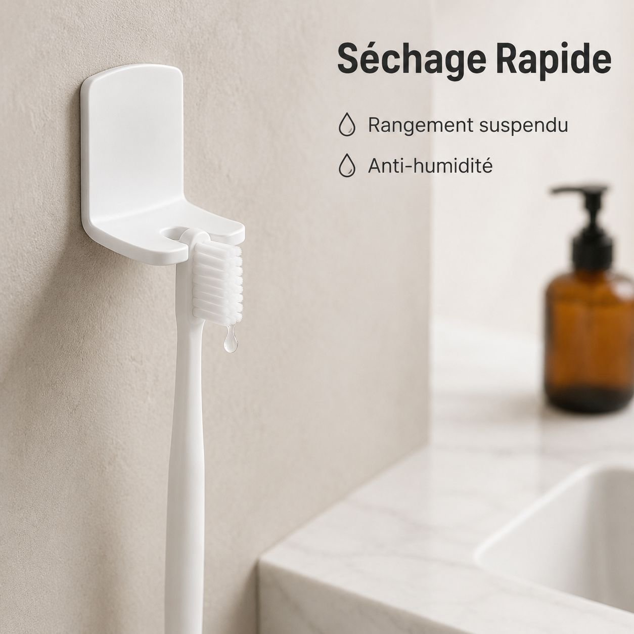 Porte-brosse à dents minimaliste sans perçage