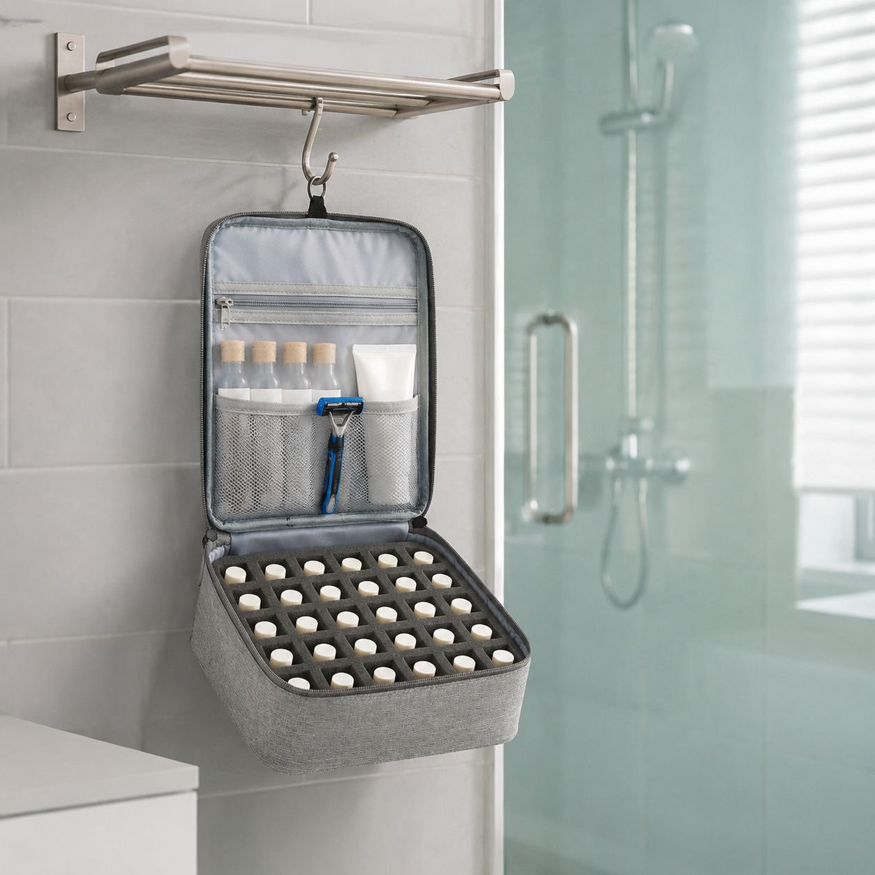 Travel-friendly toiletry bag with waterproof material