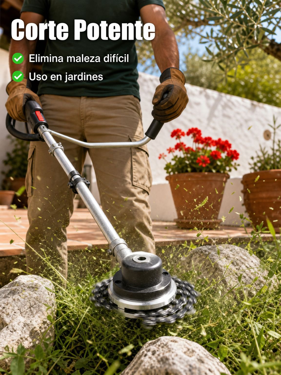 Cabezal de cadena para cortacésped, accesorio para herramienta de jardinería