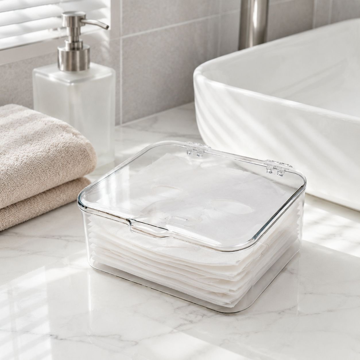 Luxury Face Mask Organizer with Lid, Dustproof for Dorm and Office Use