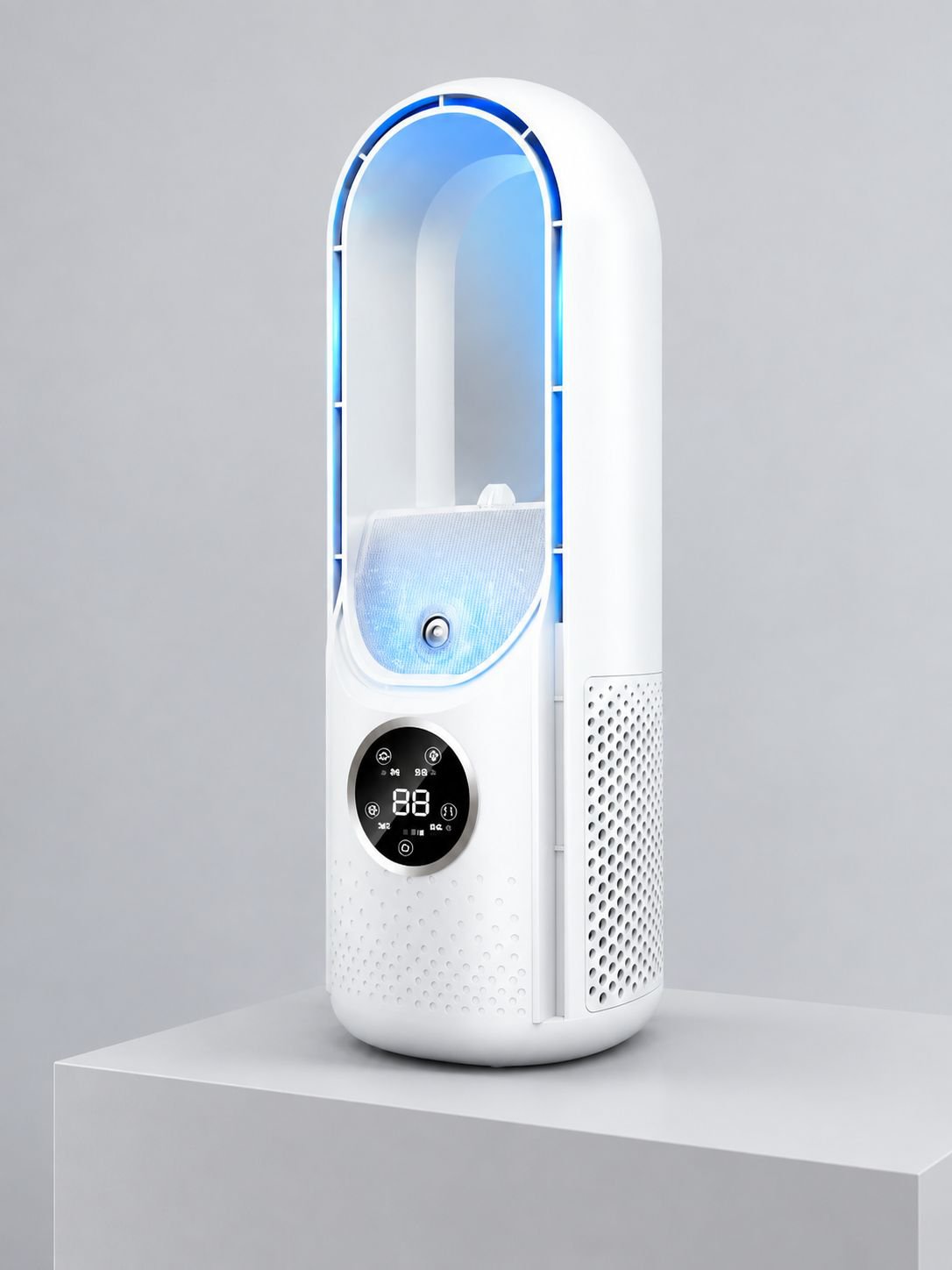 Blattloser Home-Klimaanlagen-Ventilator mit Wasserkühlung auf Schreibtisch