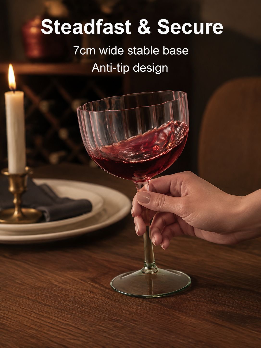 Crystal glass high footed red wine glass short petal champagne glass
