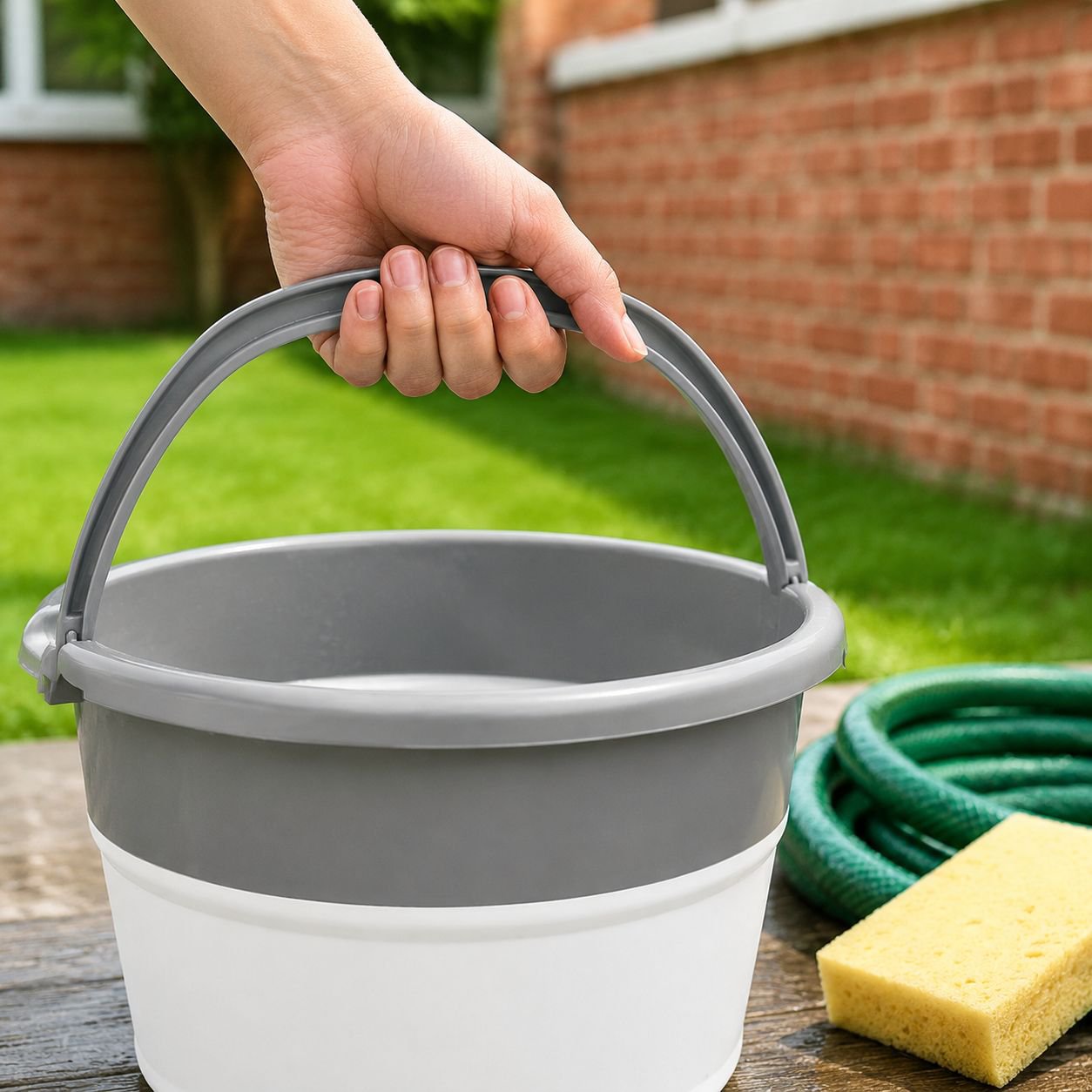 Durable travel bucket with ergonomic handle