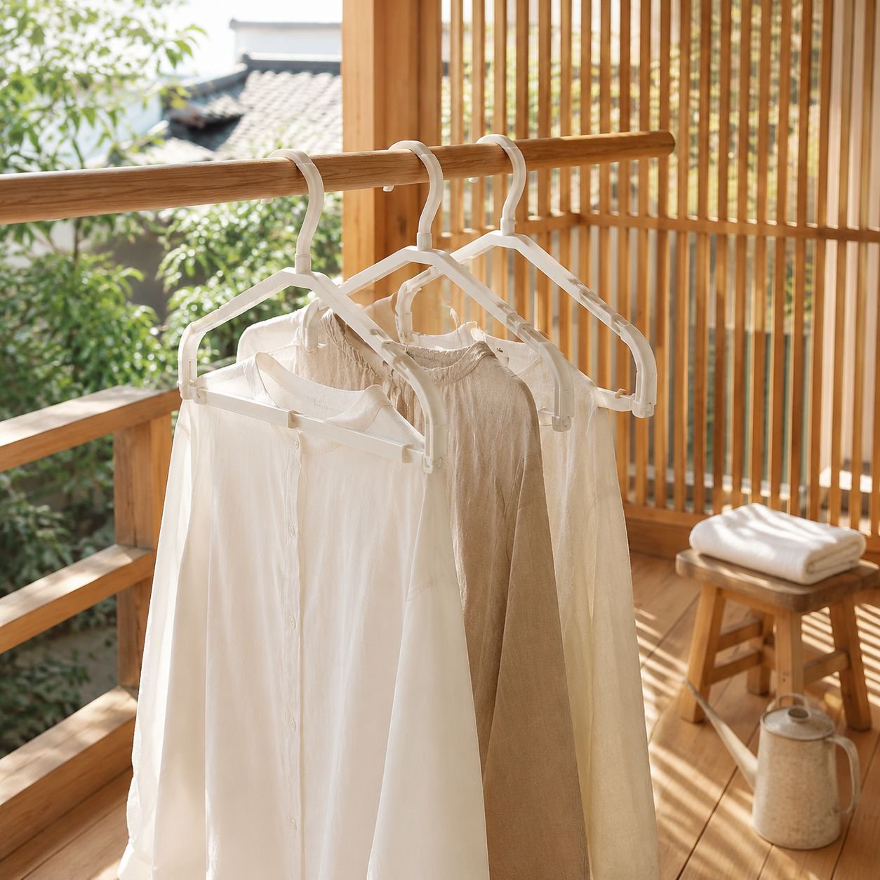 伸縮自在なハンガーバーの調整方法