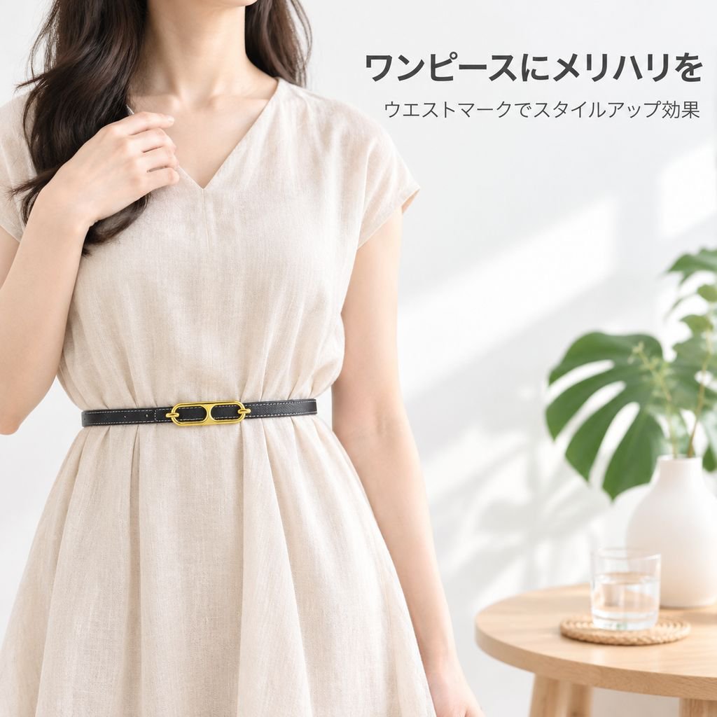デニム用女性向け牛革細ベルト