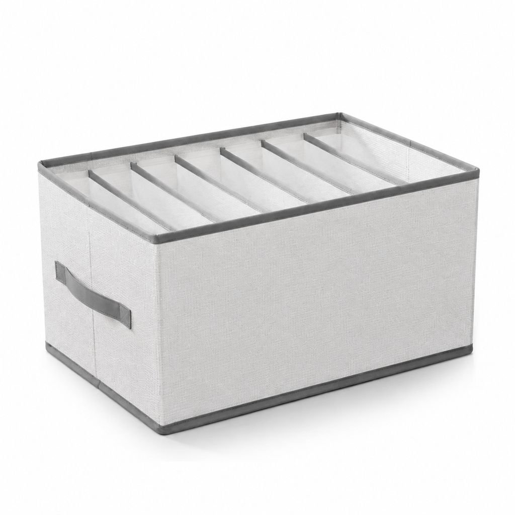 Foldable Partitioned Storage Bin for Pants and Clothing