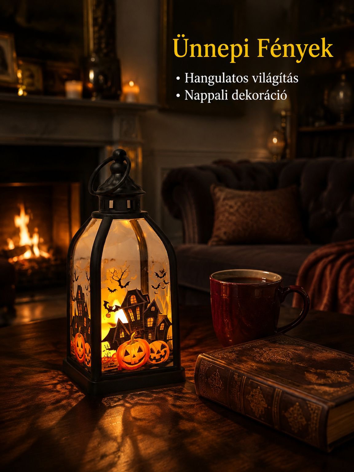 Retro Halloween Tök Gyertya Lámpa Dekorációs Dísz