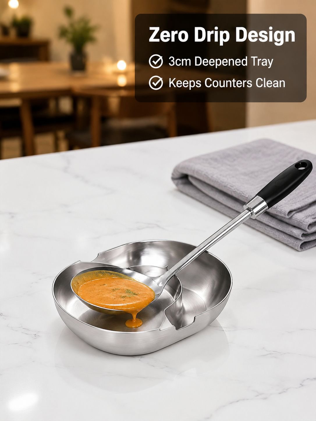 Stainless Steel Spoon Tray and Spatula Holder for Dining Table