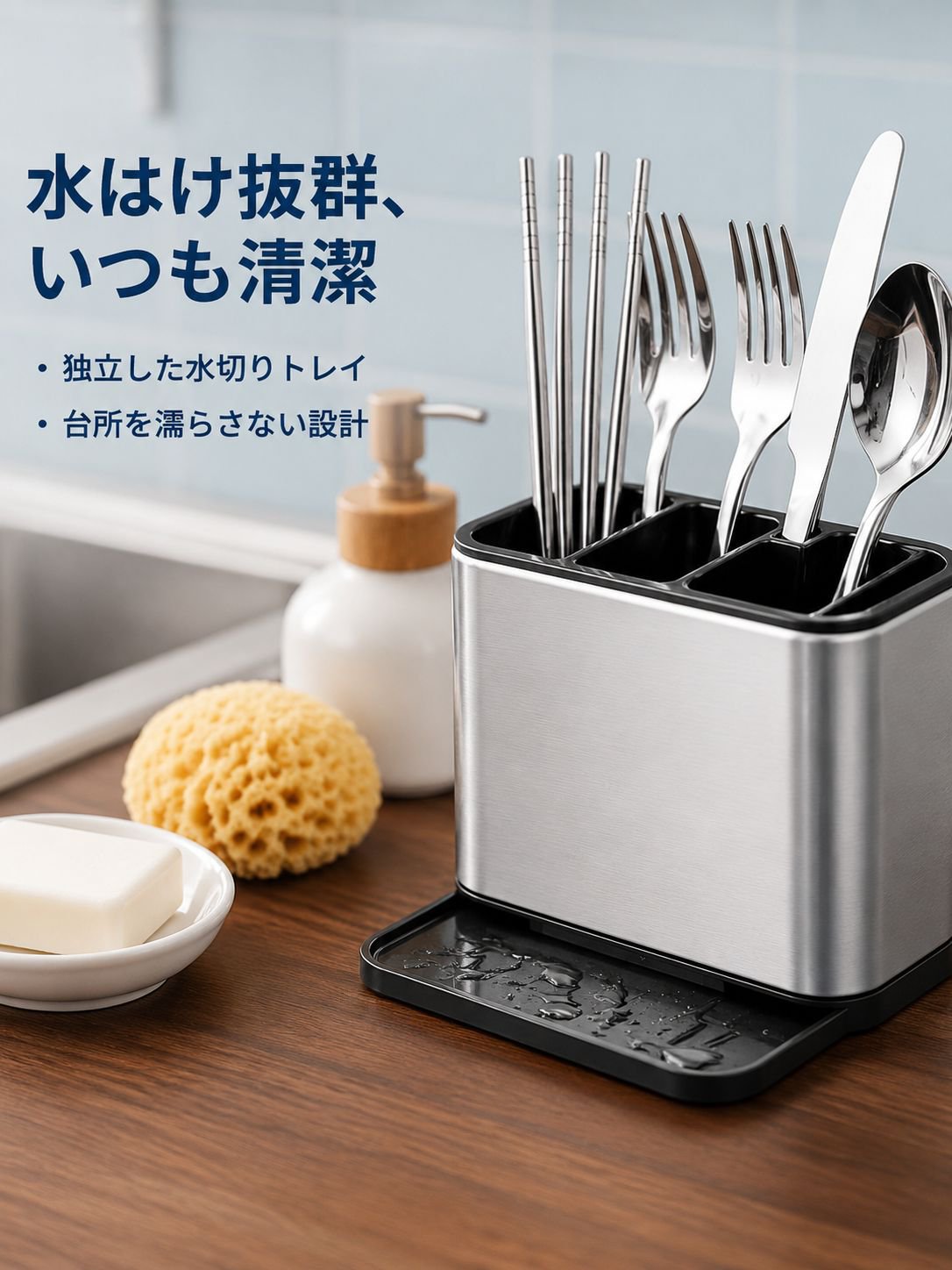 箸とナイフを収納できる3in1収納