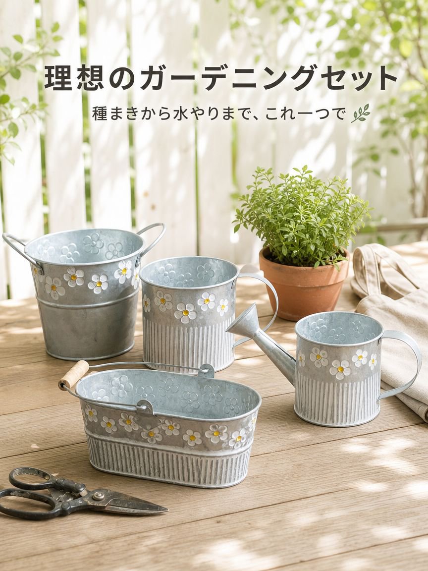 ガーデンブリキバケツ、植木鉢