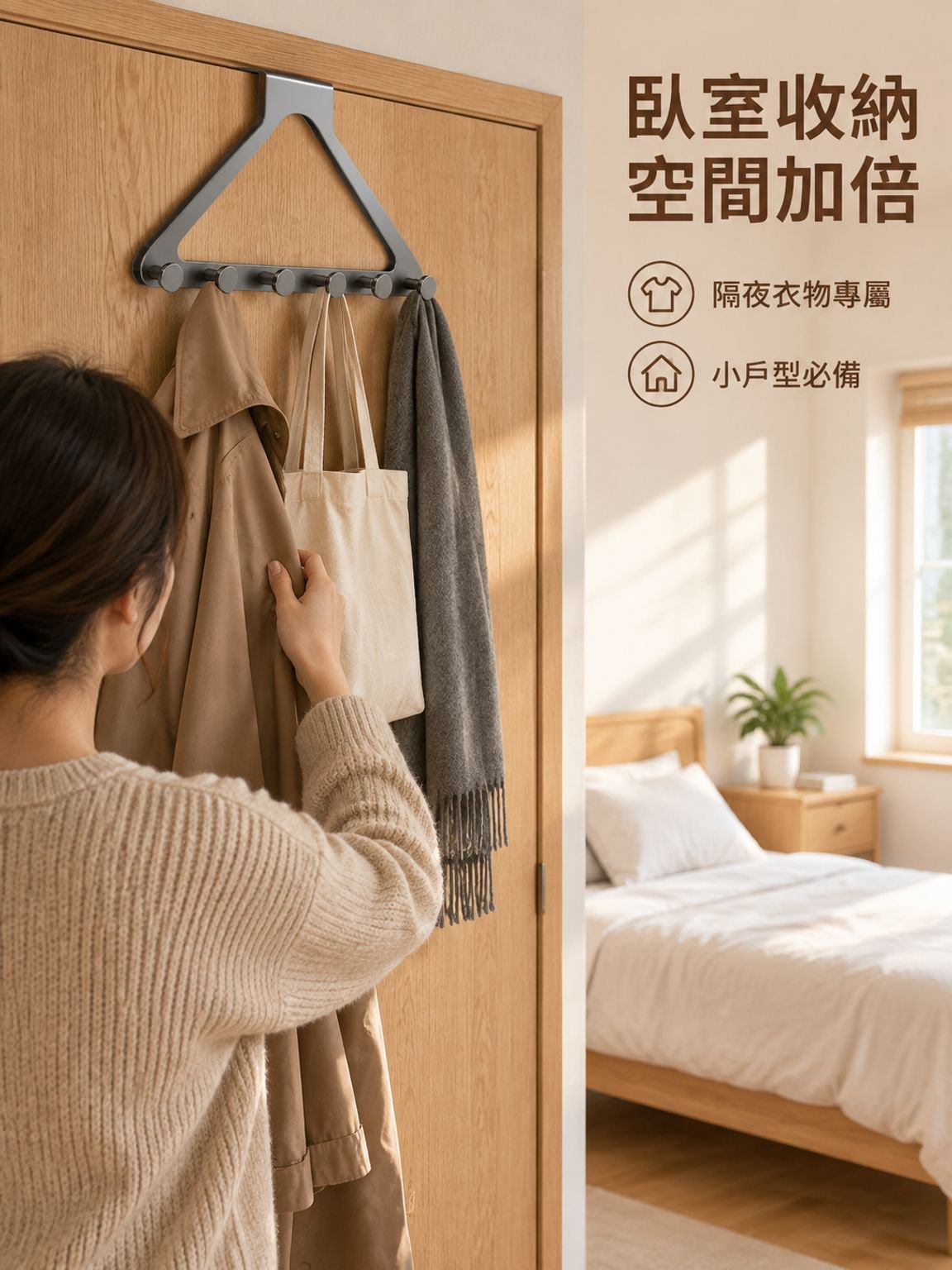 免打孔壁掛門後收納掛鉤