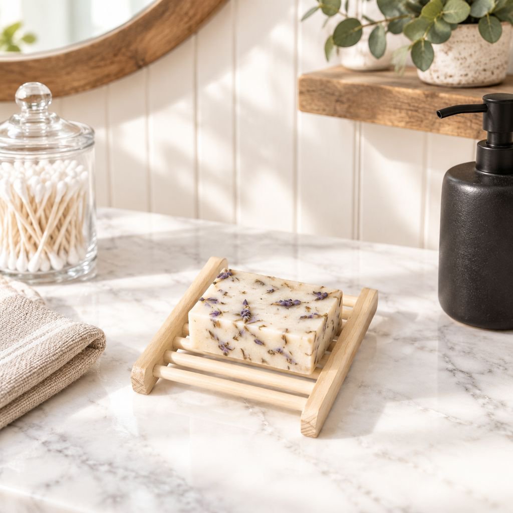 Wooden soap rack for bathroom storage