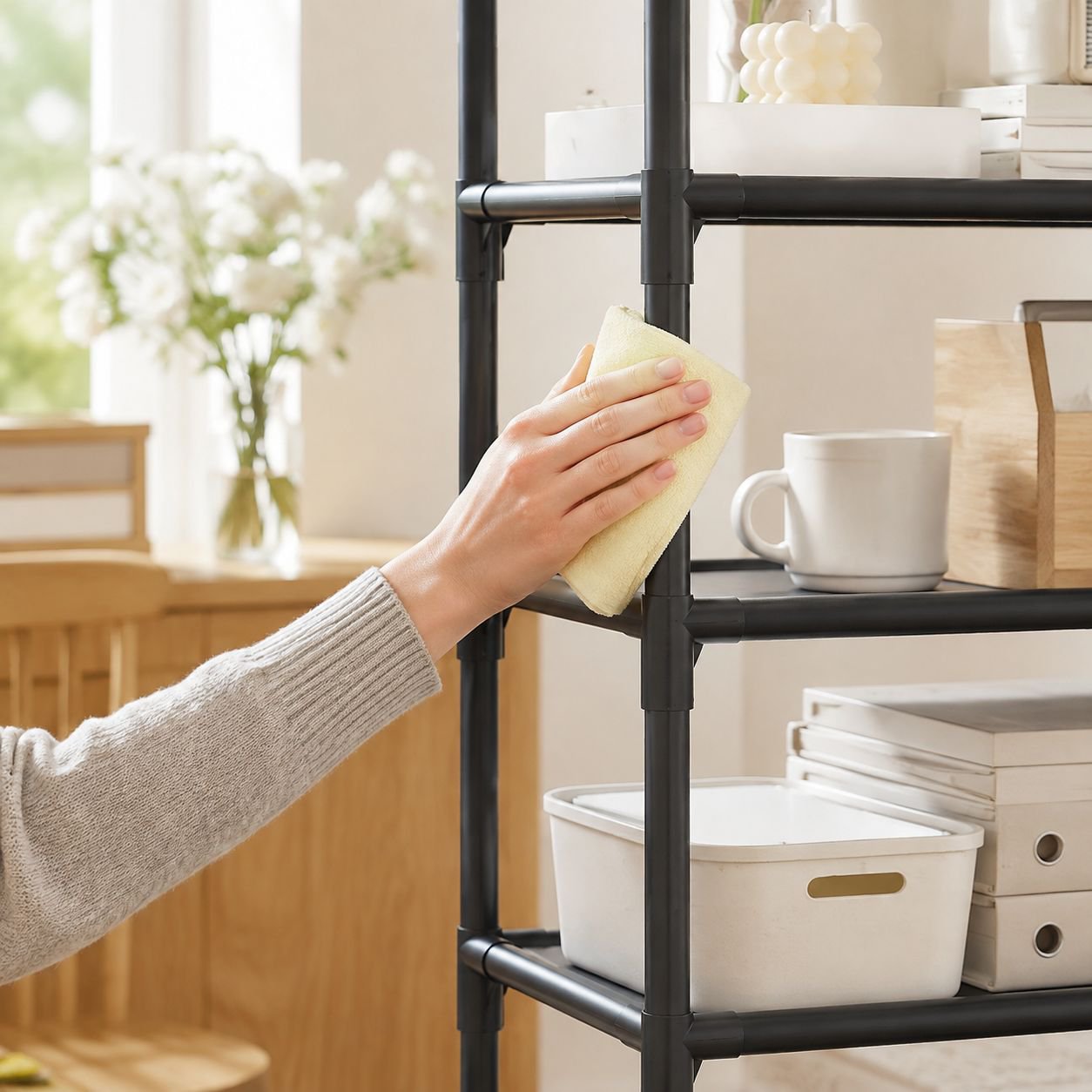 Multi-functional shelf used in laundry room
