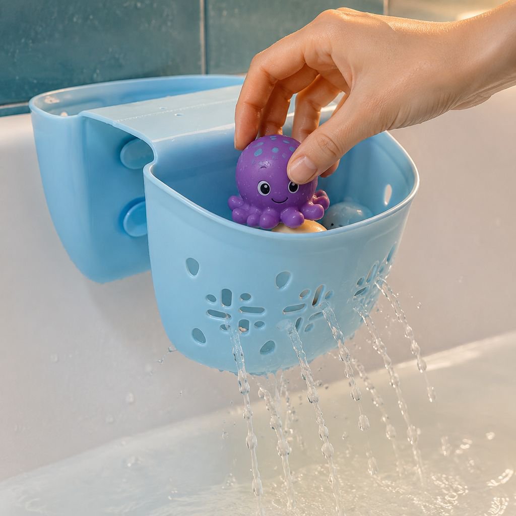 Bolsa colgante para bañera de bebé, silicona suave, antideslizante, gran capacidad