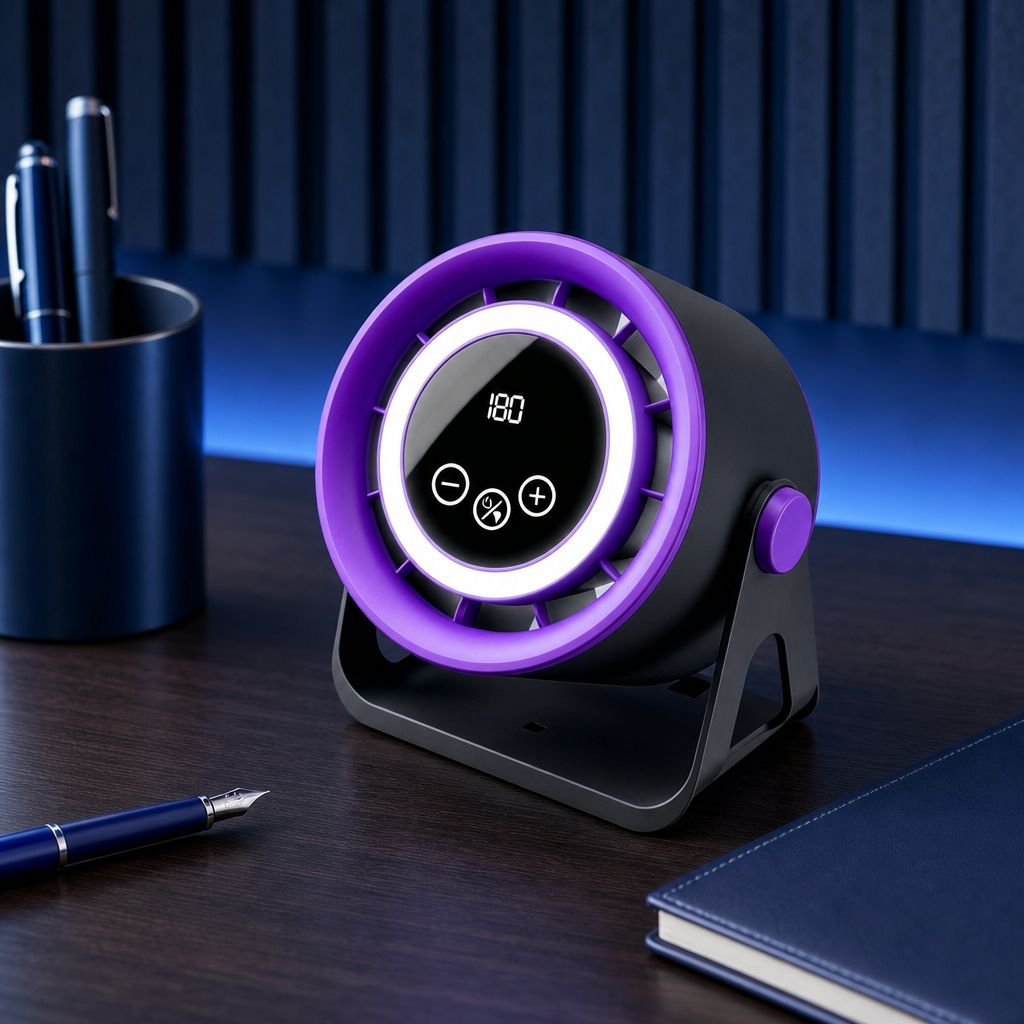 Ventilador de mesa con pantalla digital, silencioso, de gran flujo de aire, mini turbina