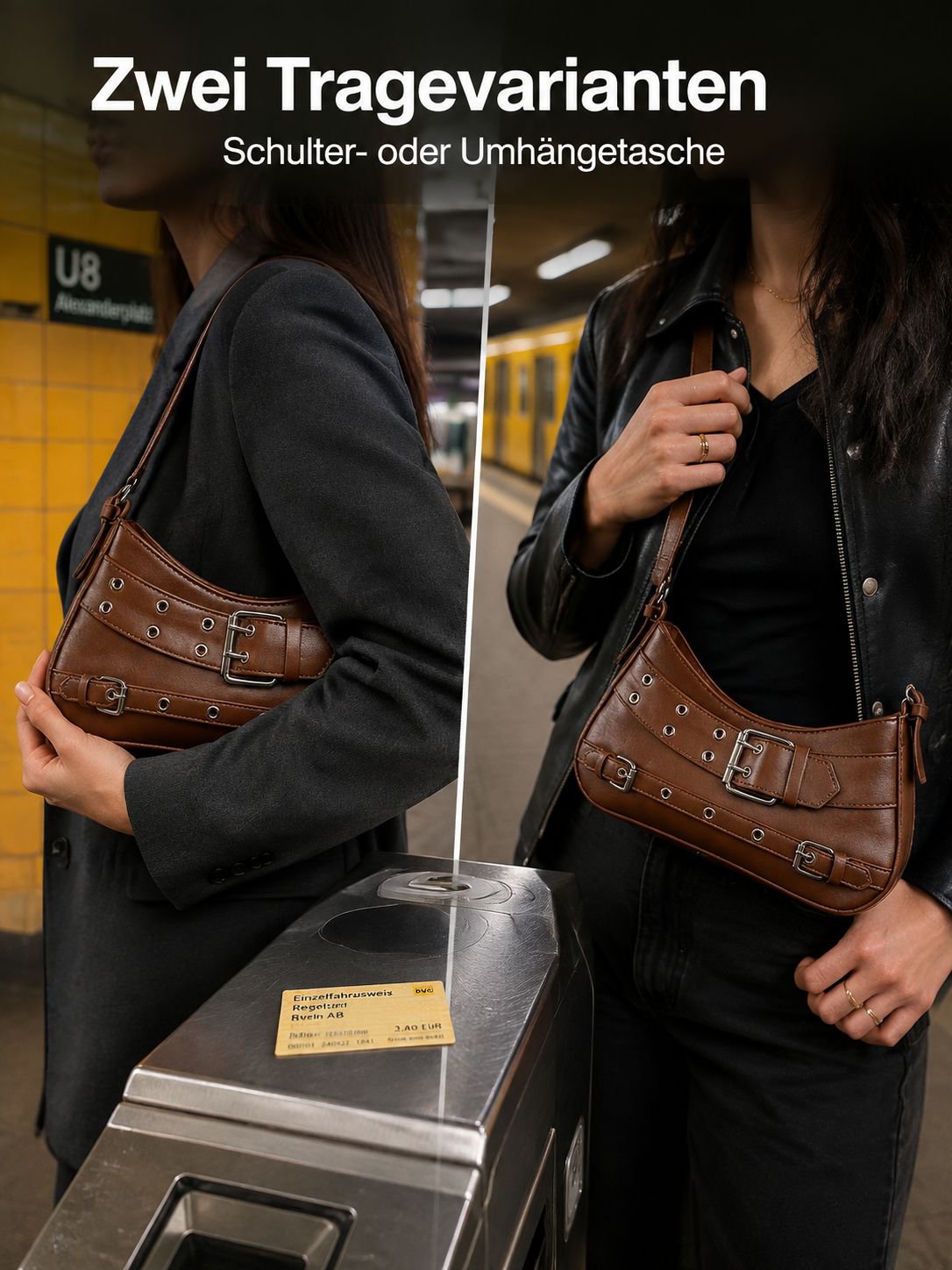 Modische Vintage Damen Tasche, Exklusives Design, Schulter- und Umhängetasche
