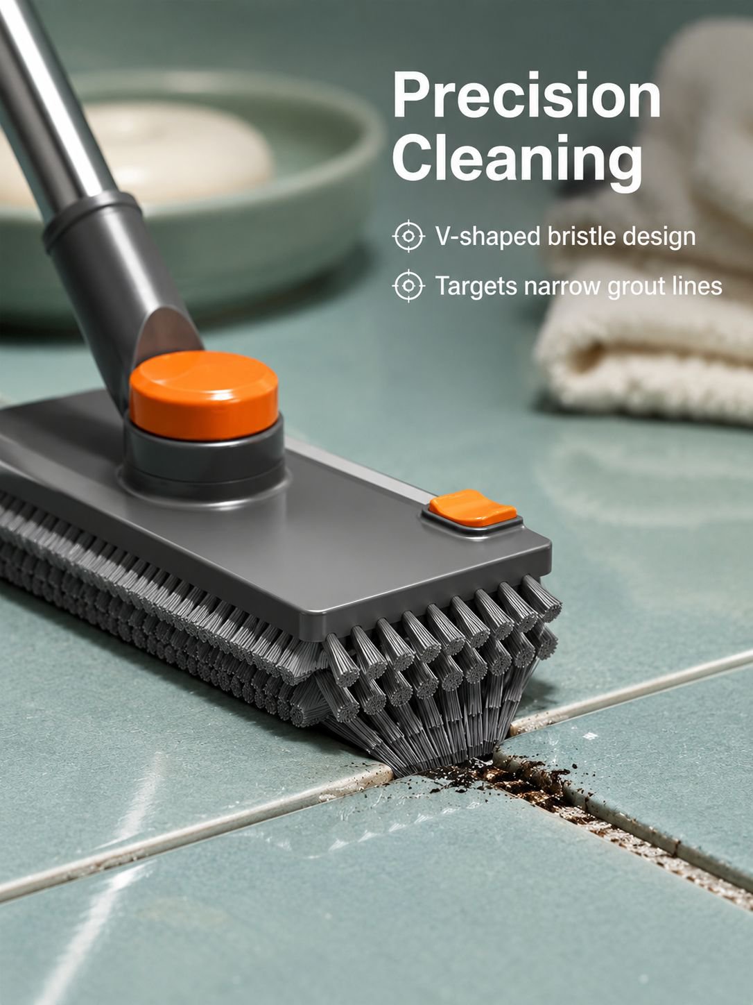 Ergonomic handle floor gap cleaning brush