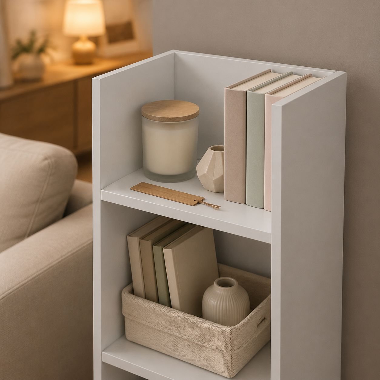 Multi-functional Corner Storage Cabinet Space-saving Narrow Bookcase