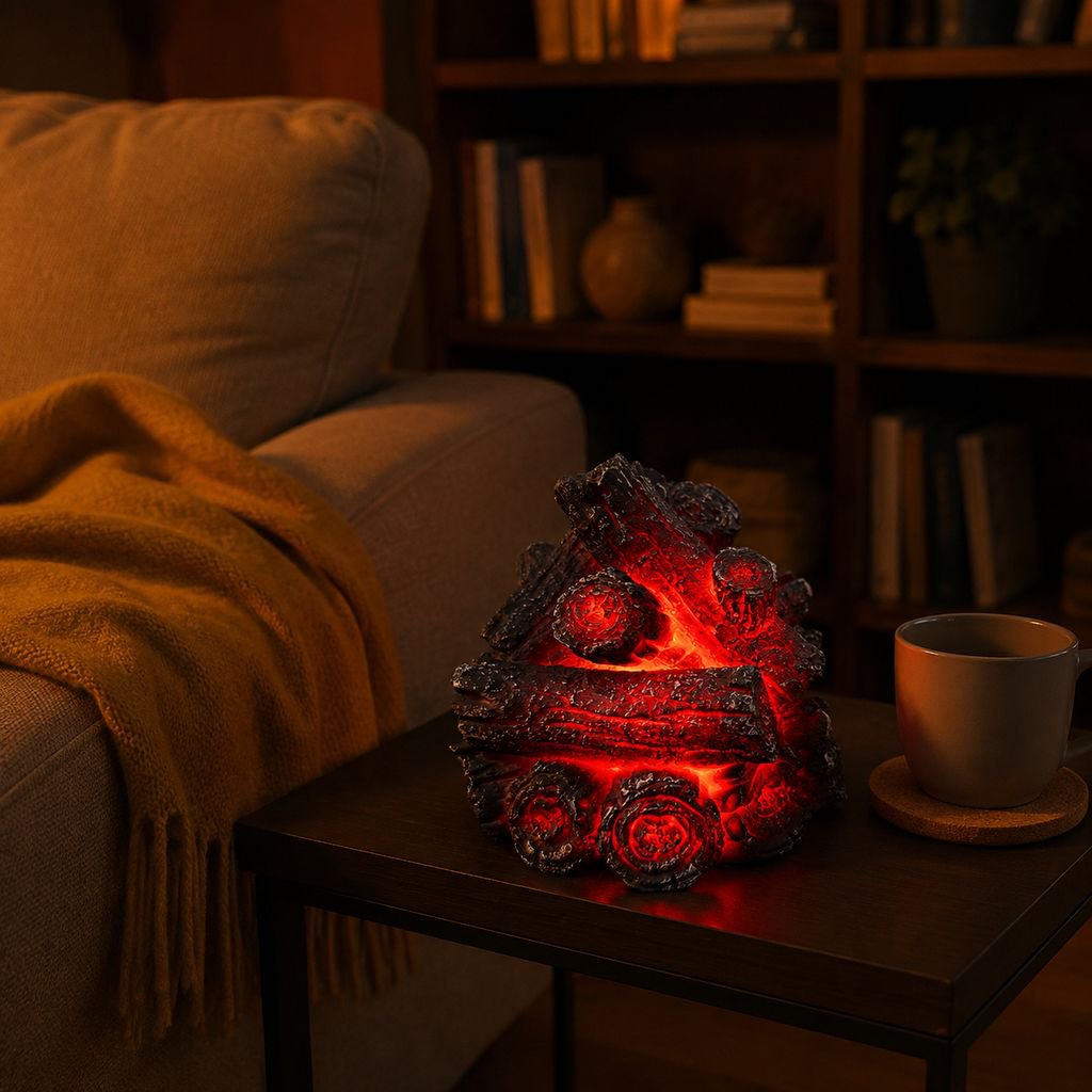 Resin charcoal pile LED lamp for bedroom or lounge