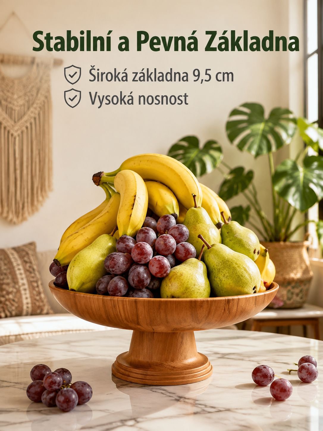 Vyvýšená mísa na ovoce s dřevěným vzorem