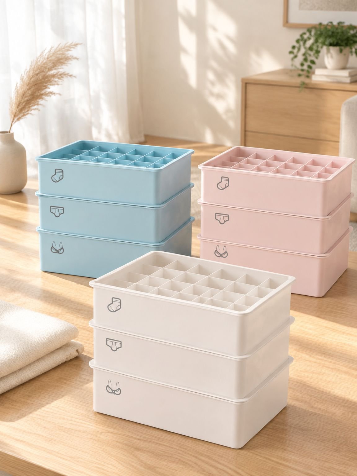 Caja organizadora con divisiones para ropa interior