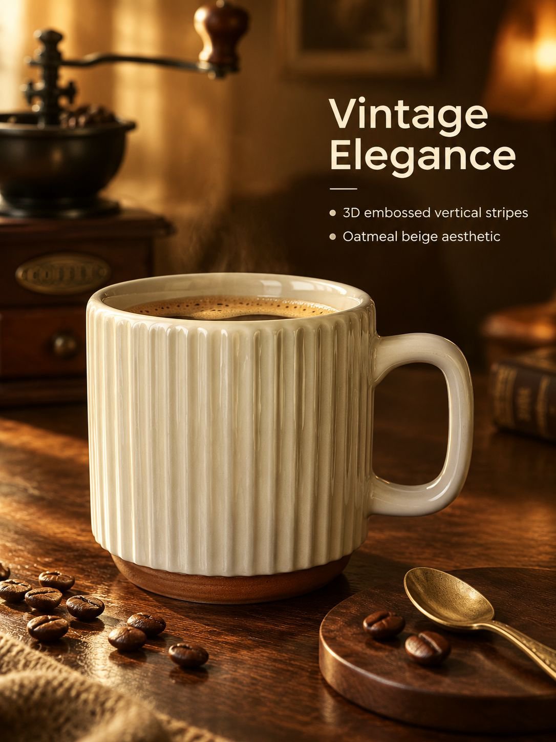 Creative ceramic coffee cup in beige