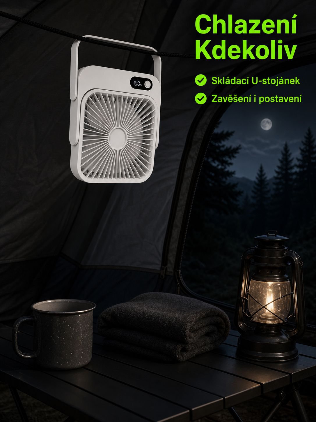 Tichý ventilátor pro ochlazení vzduchu v kanceláři