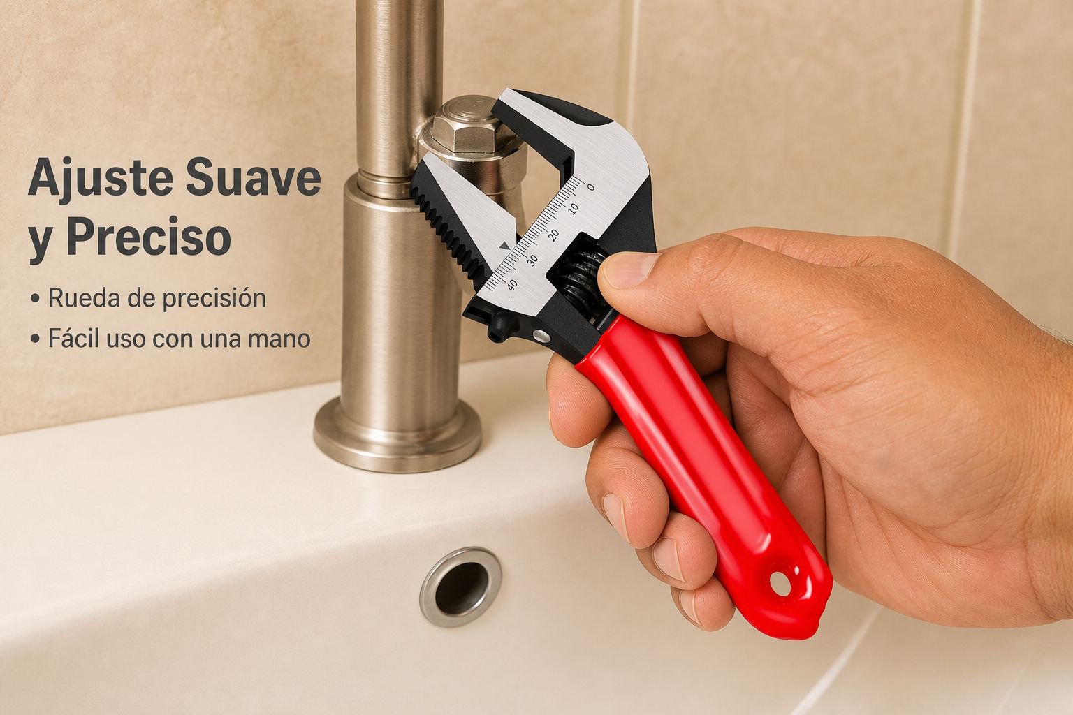 Llave ajustable de boca grande de acero completo con mango corto