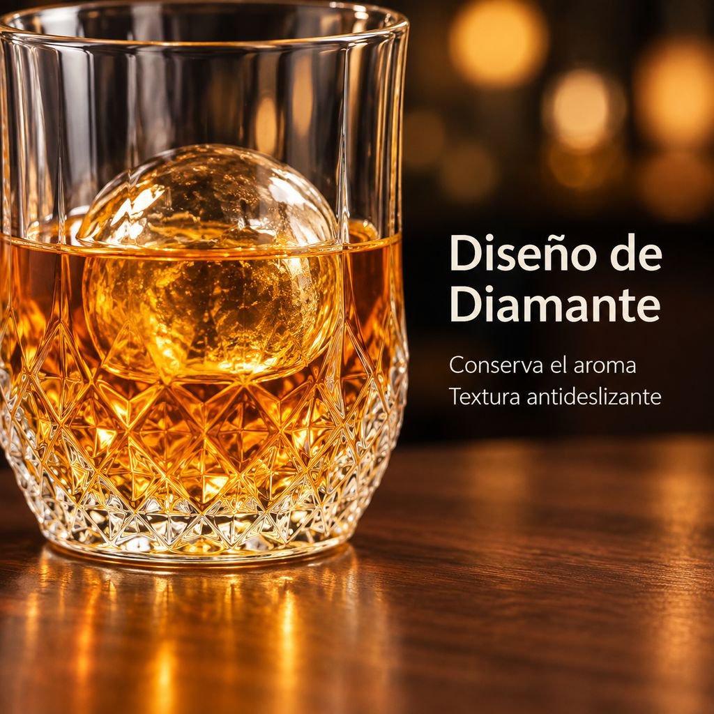 Vaso de Vidrio para Whisky y Cerveza Diseño Diamante para Bar KTV