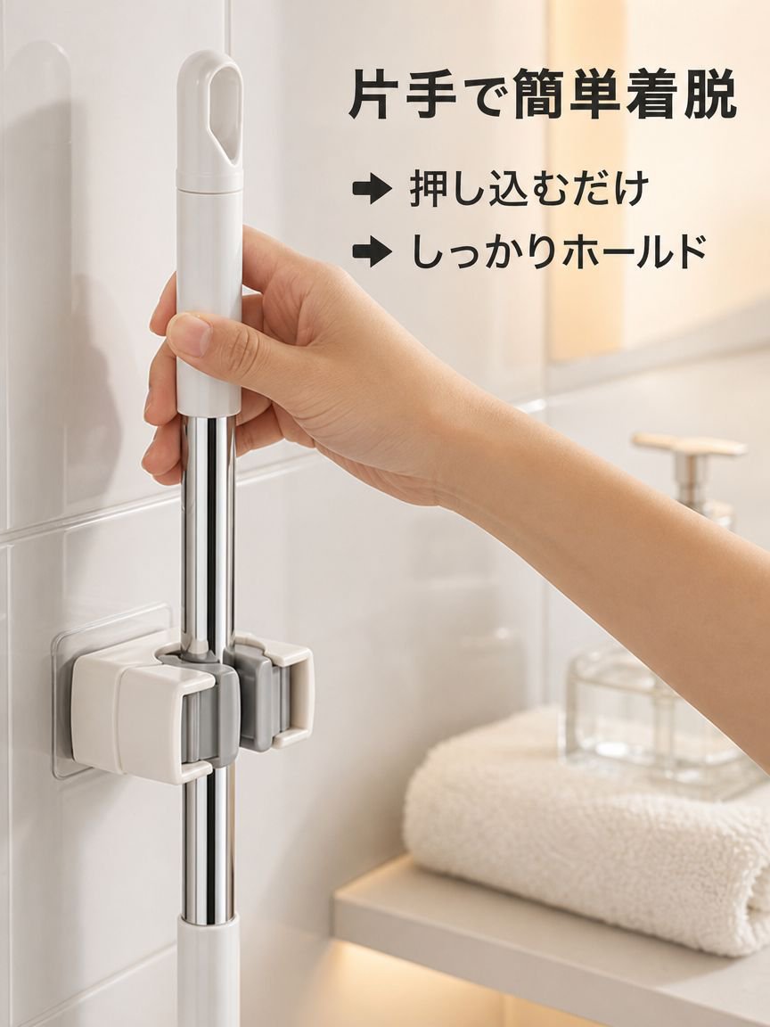 浴室用壁掛けほうきクリップ