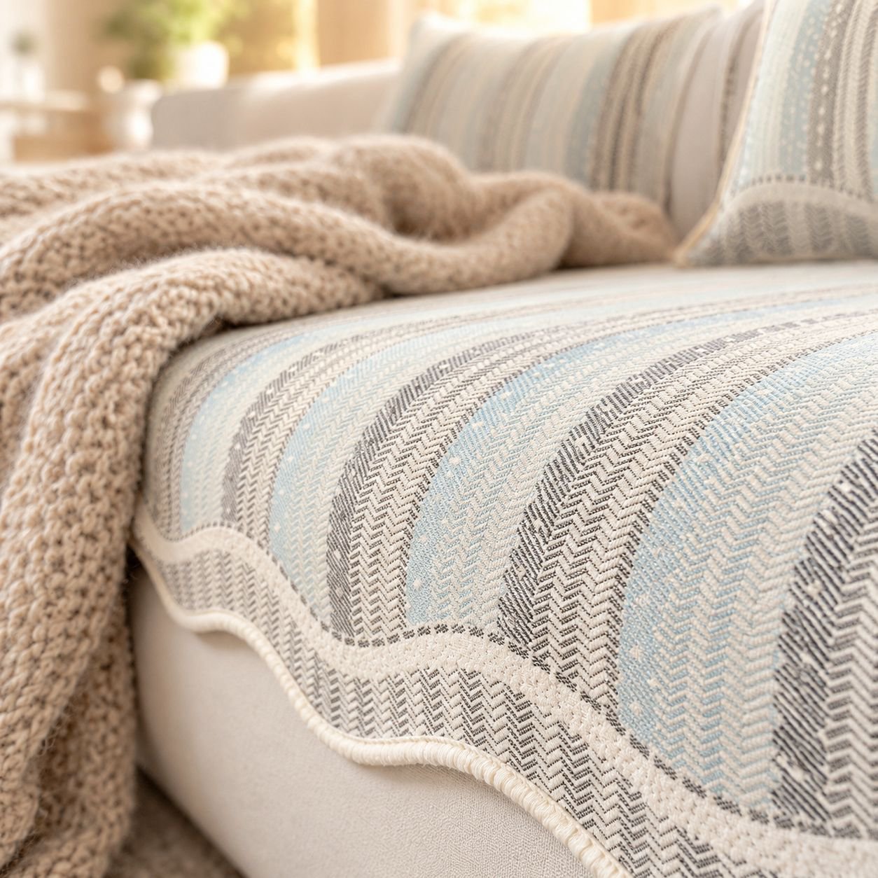 giipet - Layered Wave Texture Sofa Cushion Fabric Sofa Cushion