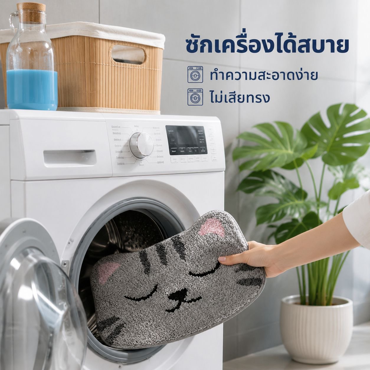 พรมการ์ตูนกันลื่นดูดซับน้ำซักเครื่องได้สำหรับห้องน้ำ