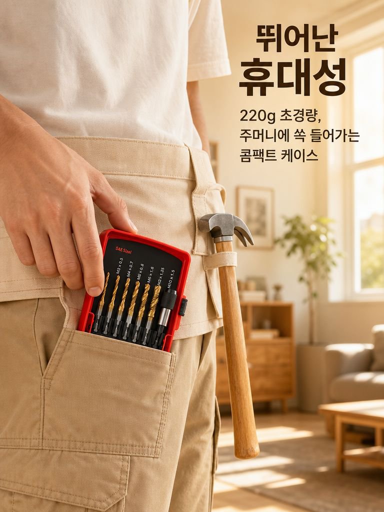 공구함에 정리된 드릴 비트 세트