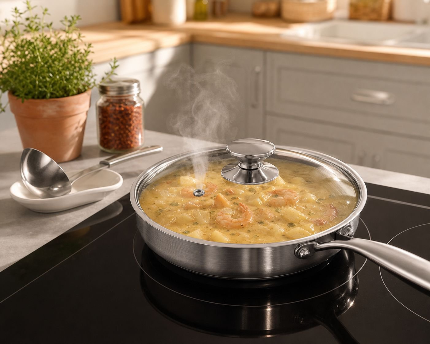 Easy to clean non-stick stainless steel pots