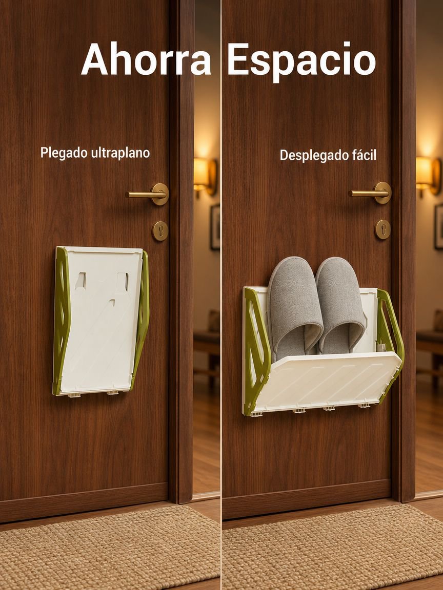 Zapatero plegable de pared sin taladro y antirrobo para el hogar y baño