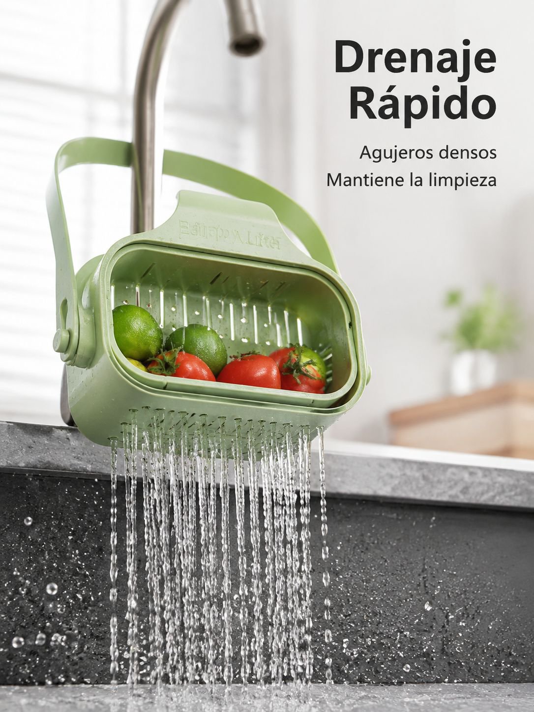 Cesta de drenaje plegable y extensible para grifo de cocina, colgable y escurridor
