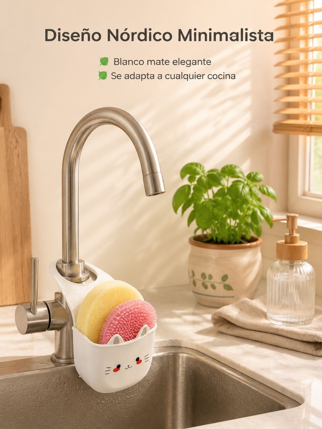 Organizador doble para fregadero en la cocina