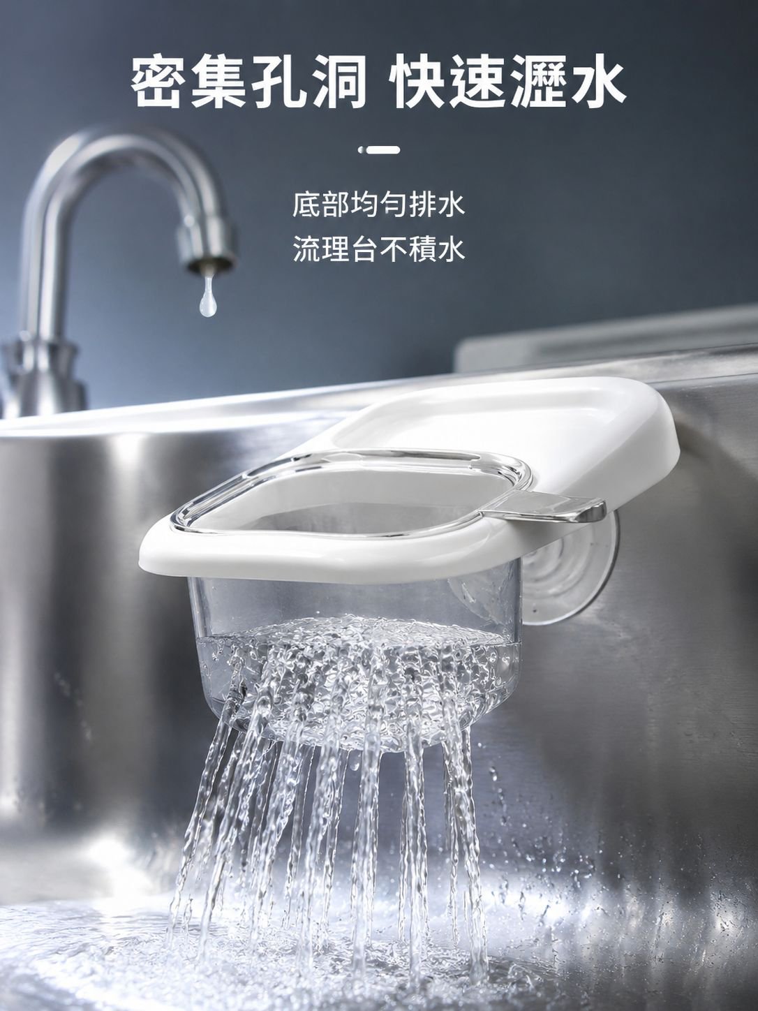 不髒手分離式吸盤水槽瀝水籃