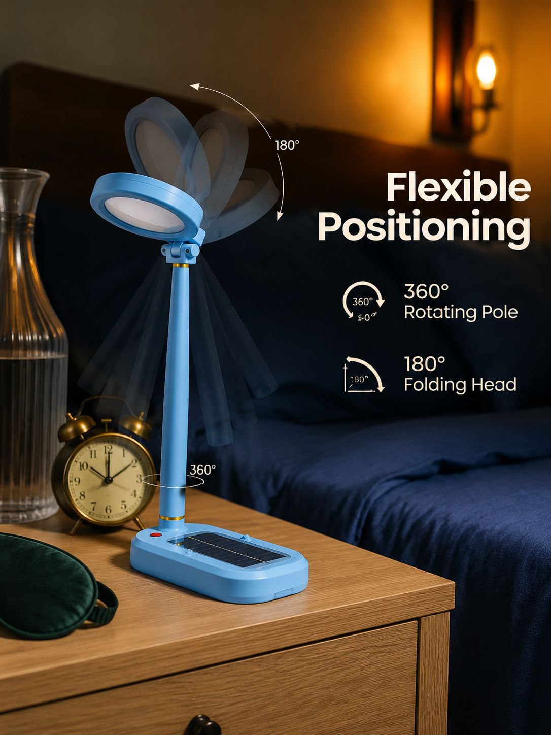 Solar Rechargeable Desk Lamp Study Fan