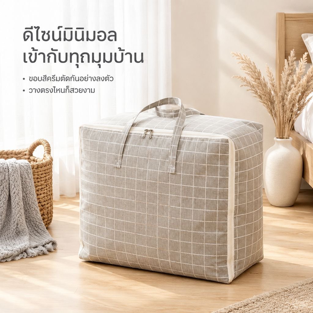 กระเป๋าเก็บเสื้อผ้าผ้าฝ้ายผสมลินินพิมพ์ลาย
