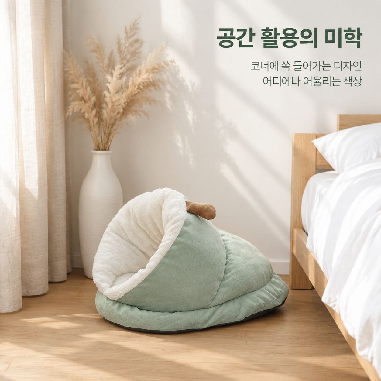 플리스 안감의 도톰한 반밀폐형 반려동물 침대
